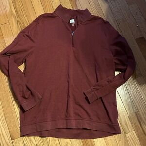 Greg Norman Mens Long Sleeve 1/4 Zip Red Stripes Size‎ XL